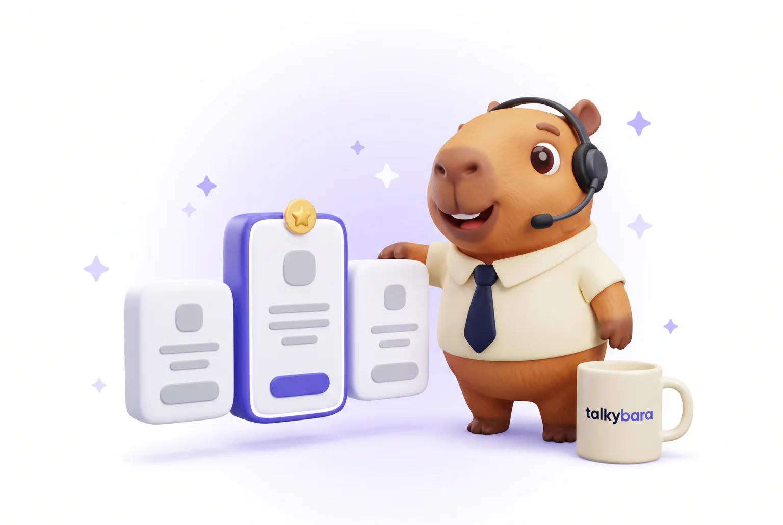 Talkybara beside three plan cards